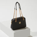 Plain Black Chain Detailed Shoulder Bag
