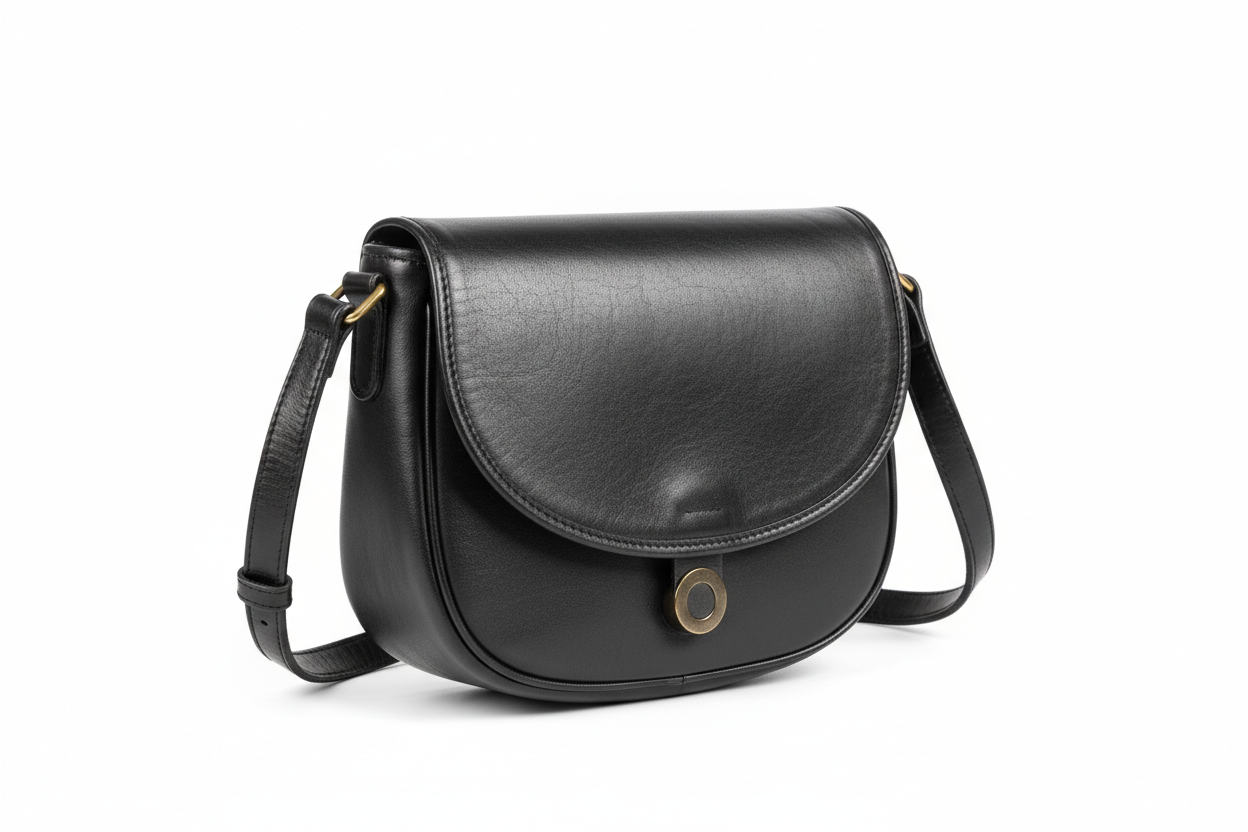 Black Saddle Crossbody Bag