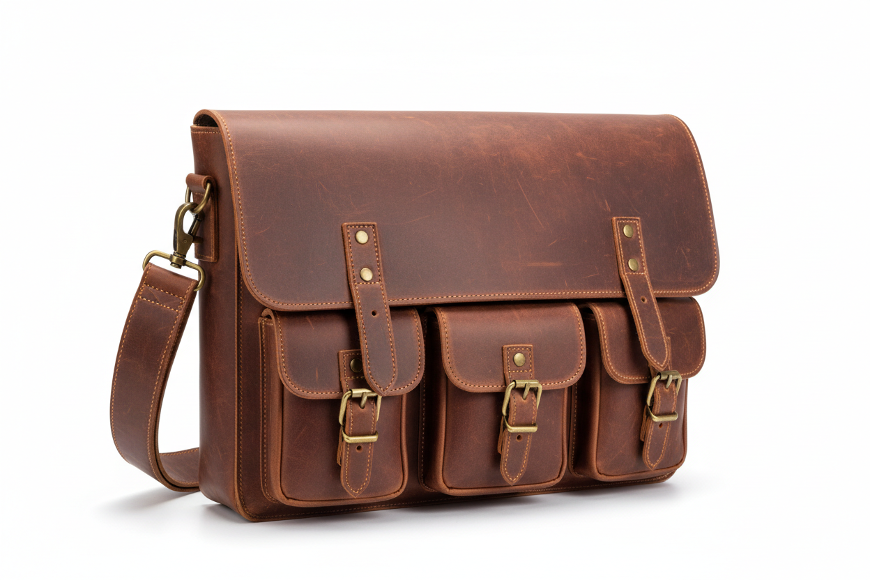 Chestnut Brown Leather Messenger Bag